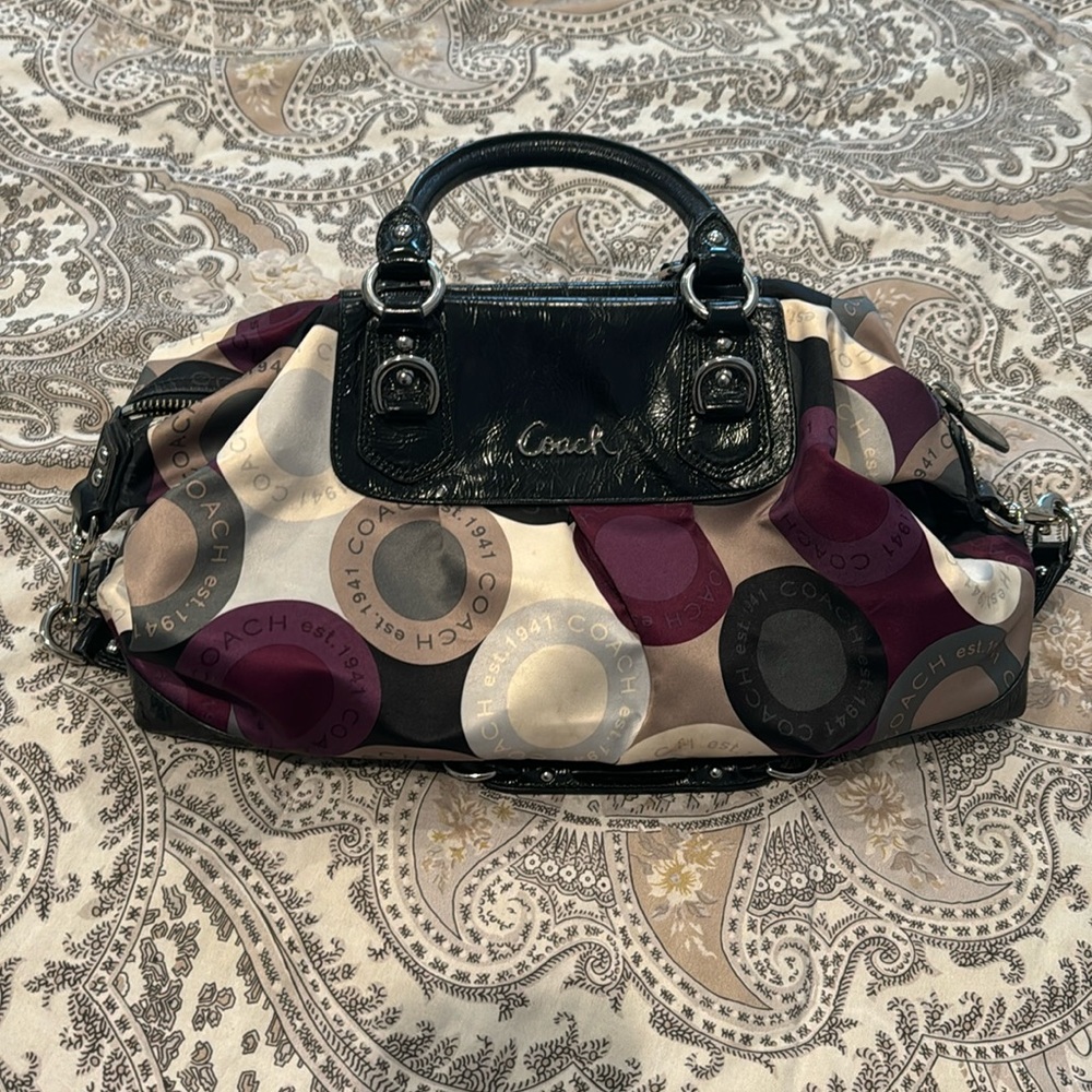 COACH ASHLEY SATEEN SCARF PRINT TOTE